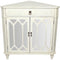 Cabinets Glass Door Cabinet - 31" X 17" X 32" Antique White MDF, Wood, Mirrored Glass Corner Cabinet with a Drawer Doors & Hexagonal Inserts HomeRoots