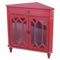 Cabinets Glass Door Cabinet - 31" X 17" X 32" Red MDF, Wood, Clear Glass Corner Cabinet with a Drawer Doors & Hexagonal Inserts HomeRoots