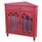 Cabinets Glass Door Cabinet - 31" X 17" X 32" Red MDF, Wood, Clear Glass Corner Cabinet with a Drawer Doors & Hexagonal Inserts HomeRoots