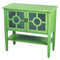 Cabinets Glass Door Cabinet - 32" X 14" X 30" Green MDF, Wood, Clear Glass Console Cabinet with Doors and Shelf and Lattice Inserts HomeRoots