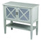 Cabinets Glass Door Cabinet - 32" X 14" X 30" Light Sage MDF, Wood, Clear Glass Console Cabinet with Doors and a Shelf HomeRoots