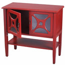 Cabinets Glass Door Cabinet - 32" X 14" X 30" Red MDF, Wood, Clear Glass Console Cabinet with Dorsa Shelf and Link Inserts HomeRoots