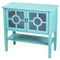 Cabinets Glass Door Cabinet 32" X 14" X 30" Turquoise MDF, Wood, Clear Glass Console Cabinet with Doors and a Shelf 1879 HomeRoots