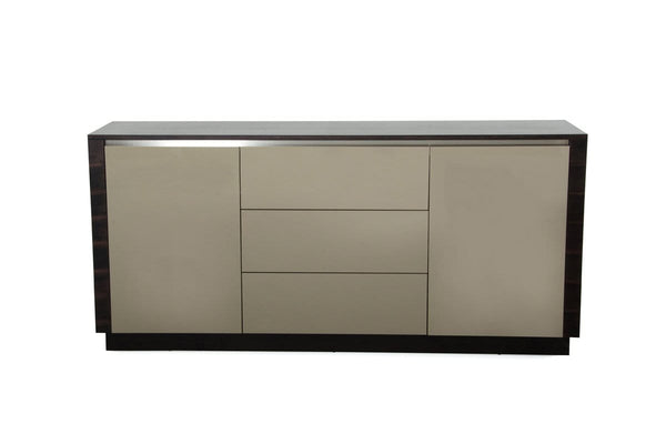 Cabinets Kitchen Buffet Cabinet - 33" Oak and Grey Gloss Veneer and MDF Buffet HomeRoots