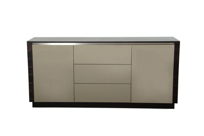 Cabinets Kitchen Buffet Cabinet - 33" Oak and Grey Gloss Veneer and MDF Buffet HomeRoots