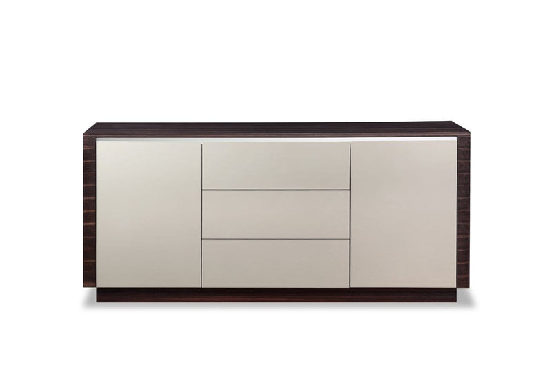 Cabinets Kitchen Buffet Cabinet - 33" Oak and Grey Gloss Veneer and MDF Buffet HomeRoots
