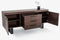 Cabinets Kitchen Buffet Cabinet - 34" Walnut Veneer and Steel Buffet with 3 Drawers and 2 Doors HomeRoots