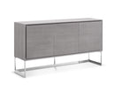 Cabinets Kitchen Buffet Cabinet - 60" X 15" X 32" Gray oak Stainless Steel Buffet HomeRoots