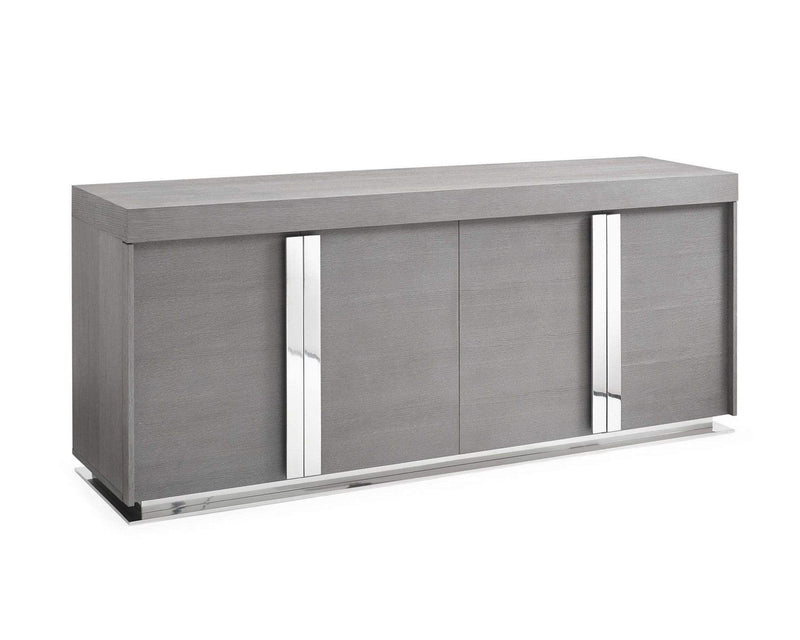 Cabinets Kitchen Buffet Cabinet - 78" X 20" X 33" Gray Oak Stainless Steel Buffet HomeRoots