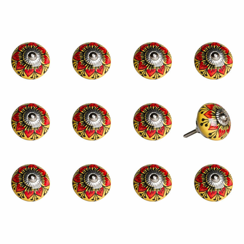 Cabinets Kitchen Cabinet Knobs 1.5" x 1.5" x 1.5" Ceramic/Metal Multicolor 12 Pack Knob 8129 HomeRoots