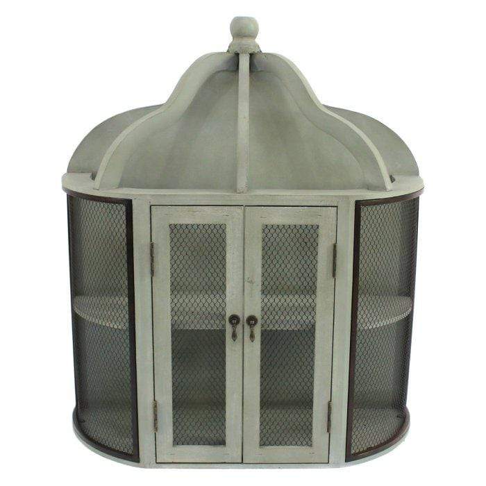 Cabinets Kitchen Cabinets - 11" x 27" x 32" Green, Castle-Like, Wall-Mounted, 2 Door, Wooden - Cabinet HomeRoots