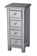 Cabinets Kitchen Cabinets - 13'.78" X 13'.78" X 31'.5" Silver MDF, Wood, Mirrored Glass Jewelry Cabinet with Mirrored Glass Drawers HomeRoots