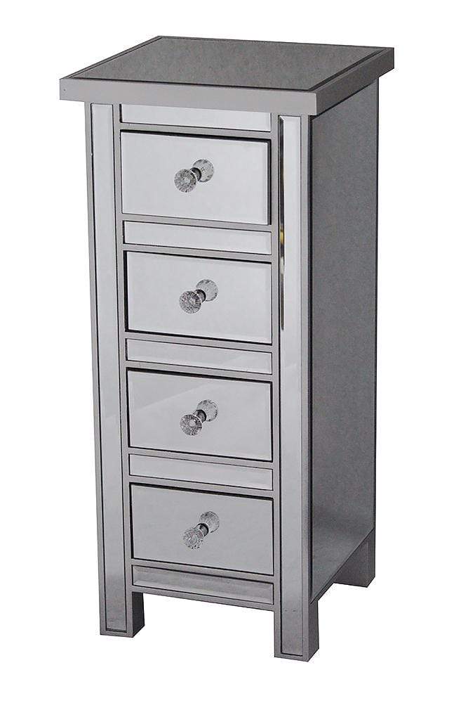 Cabinets Kitchen Cabinets - 13'.78" X 13'.78" X 31'.5" Silver MDF, Wood, Mirrored Glass Jewelry Cabinet with Mirrored Glass Drawers HomeRoots