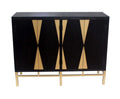 Cabinets Kitchen Cabinets - 16" x 48" x 37" Black & Gold, 4 Door Storage - Cabinet HomeRoots