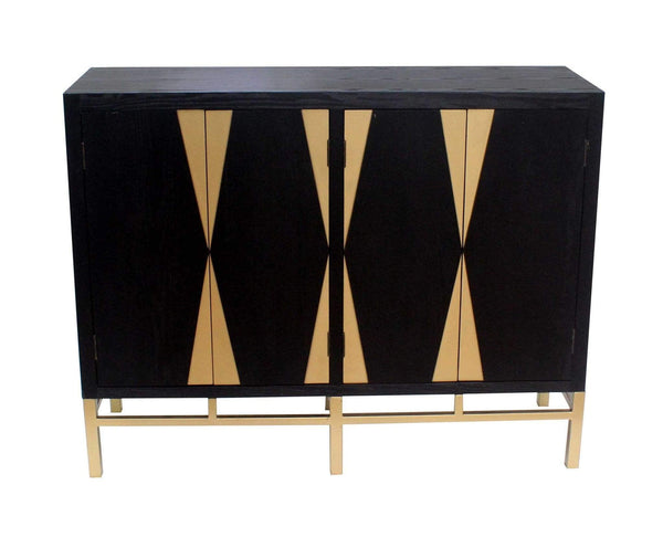 Cabinets Kitchen Cabinets - 16" x 48" x 37" Black & Gold, 4 Door Storage - Cabinet HomeRoots