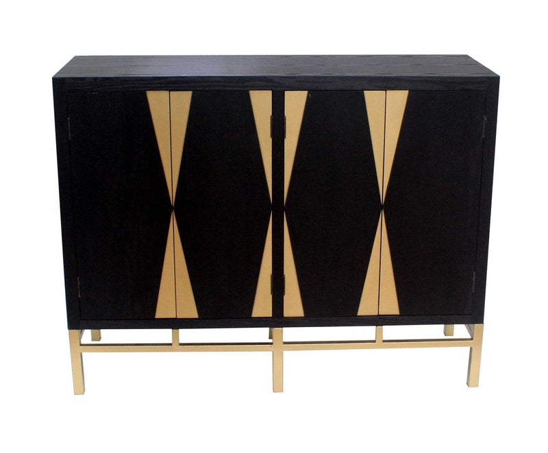 Cabinets Kitchen Cabinets - 16" x 48" x 37" Black & Gold, 4 Door Storage - Cabinet HomeRoots