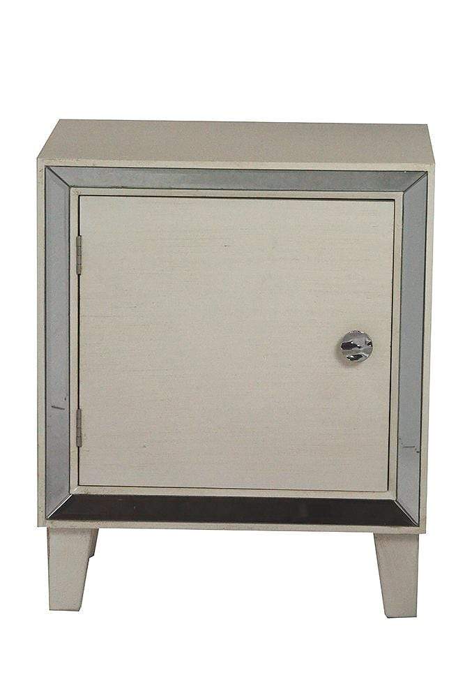 Cabinets Kitchen Cabinets 19'.7" X 13" X 23'.5" Antique White MDF, Wood, Mirrored Glass Accent Cabinet with a Door and Mirrored Glass 4666 HomeRoots