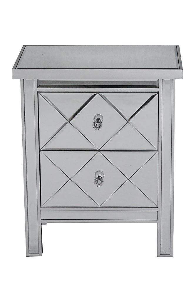 Cabinets Kitchen Cabinets - 20" X 13" X 25'.75" Silver MDF, Wood, Mirrored Glass Accent Cabinet with Beveled Glass Drawers HomeRoots