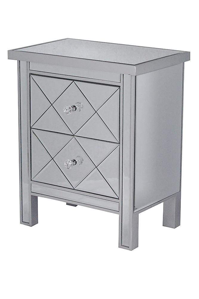 Cabinets Kitchen Cabinets - 20" X 13" X 25'.75" Silver MDF, Wood, Mirrored Glass Accent Cabinet with Beveled Glass Drawers HomeRoots