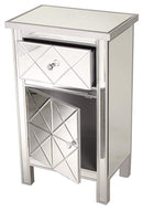 Cabinets Kitchen Cabinets - 20" X 13" X 32'.7" Silver MDF, Wood, Mirrored Glass Cabinet with a Drawer and a Door HomeRoots