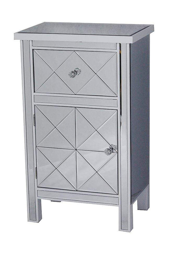 Cabinets Kitchen Cabinets - 20" X 13" X 32'.7" White MDF, Wood, Mirrored Glass Cabinet with a Drawer and a Door HomeRoots