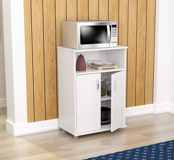 Cabinets Kitchen Cabinets - 34.7" White Melamine and Engineered Wood Microwave Cabinet HomeRoots