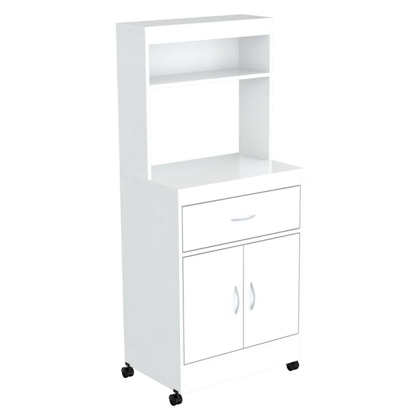 Cabinets Kitchen Cabinets - 56.3" White Melamine and Engineered Wood Microwave Cabinet HomeRoots