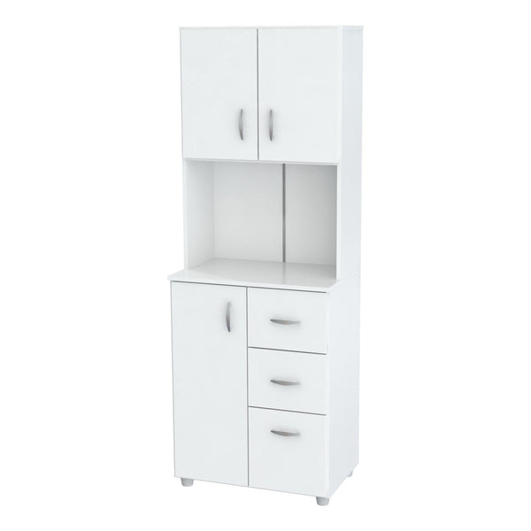 Cabinets Kitchen Cabinets - 66.1" White Melamine and Engineered Wood Kitchen Storage Cabinet HomeRoots