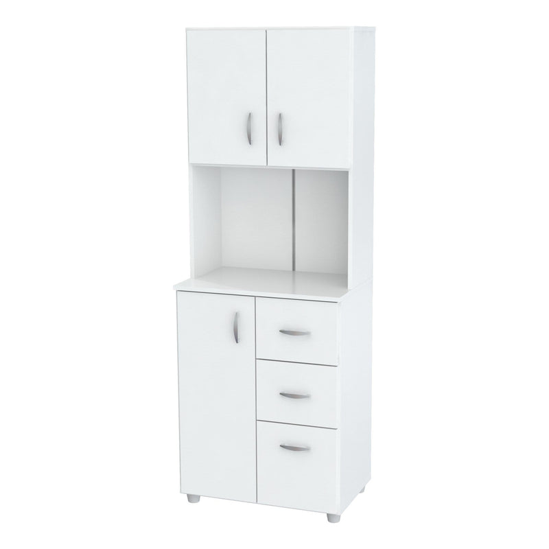 Cabinets Kitchen Cabinets - 66.1" White Melamine and Engineered Wood Kitchen Storage Cabinet HomeRoots