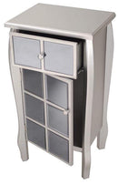 Cabinets Storage Cabinets - 17'.3" X 13" X 32'.7" Silver W/ Smoked Mirror MDF, Wood, Mirrored Glass Accent Cabinet with Mirrored Drawer and Door HomeRoots