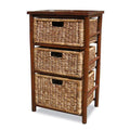 Cabinets Storage Cabinets - 17'.75" X 13" X 30'.5" Brown Bamboo Storage Cabinet with Baskets HomeRoots