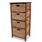 Cabinets Storage Cabinets - 17'.75" X 13" X 38" Brown Bamboo Storage Cabinet with Baskets HomeRoots