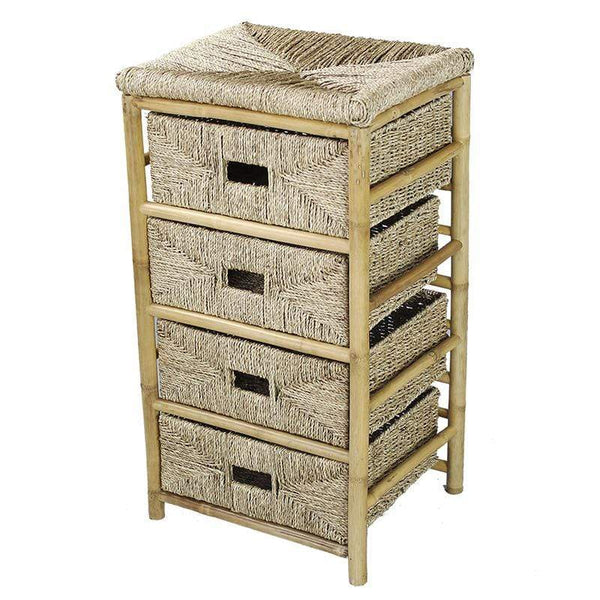 Cabinets Storage Cabinets - 18'.5" X 15'.25" X 32'.5" Natural Bamboo Storage Cabinet with Baskets HomeRoots