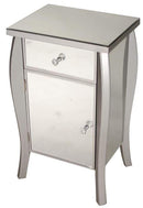 Cabinets Storage Cabinets - 18'.75" X 14'.5" X 30'.45" Silver MDF, Wood, Mirrored Glass Tall Accent Cabinet with a Mirrored Glass Drawer and Door HomeRoots