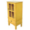 Cabinets Storage Cabinets - 18" X 13" X 36" Yellow MDF, Wood, Clear Glass Cabinet with a Drawer and a Door HomeRoots