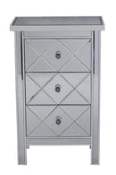 Cabinets Storage Cabinets - 20" X 13" X 31" Antique White MDF, Wood, Mirrored Glass Accent Cabinet with Beveled Mirrored Drawers HomeRoots