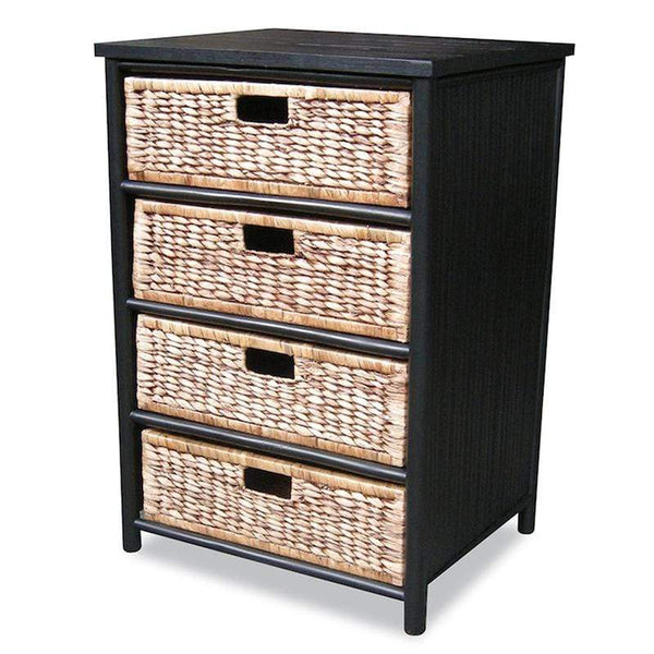 Cabinets Storage Cabinets - 22'.5" X 18'.5" X 32" Black/Brown Bamboo Storage Cabinet with Baskets HomeRoots