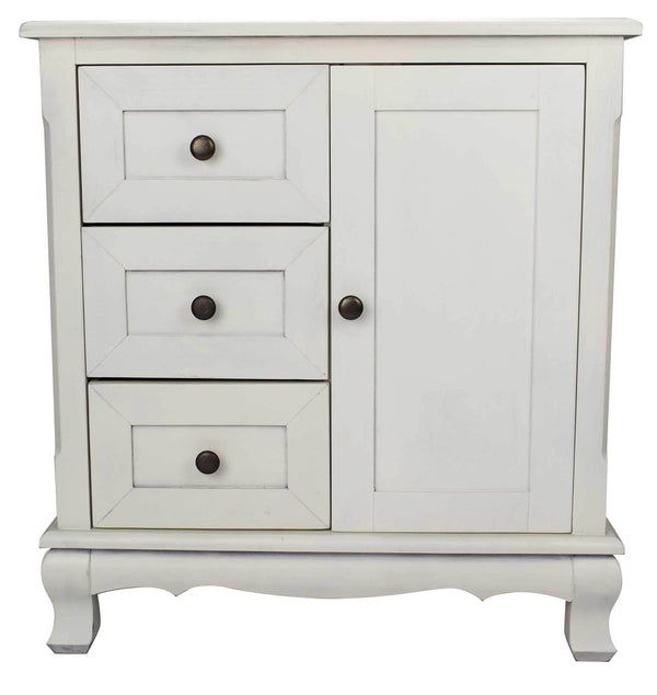 Cabinets Storage Cabinets - 27'.6" X 15" X 30" White Wood (Pine) Accent Cabinet with Drawers and a Door HomeRoots