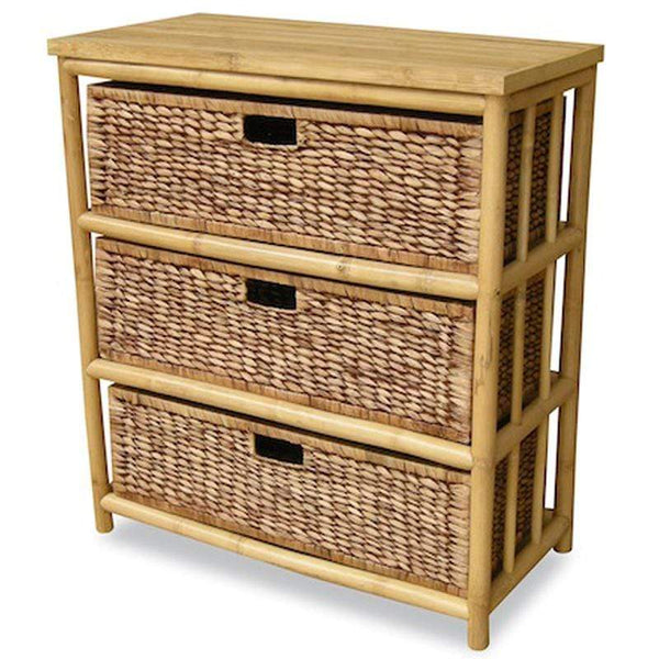 Cabinets Storage Cabinets - 29" X 14'.25" X 31'.75" Natural/Brown Bamboo Storage Cabinet with Baskets HomeRoots
