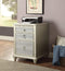Three Drawers Wooden File Cabinet with Mirrored Trim Accents, Silver
