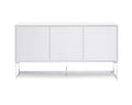 Cabinets White Buffet Cabinet - 60" X 15" X 32" White Stainless Steel Buffet HomeRoots