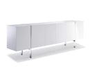 Cabinets White Buffet Cabinet - 95" X 17" X 30" White Stainless Steel Buffet HomeRoots