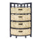 Cabinets Wooden Cabinet - 15'.5" X 15'.5" X 34'.25" Gray Wood, MDF, Water Hyacinth Storage Cabinet with Baskets HomeRoots