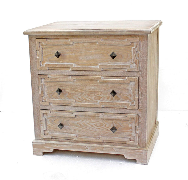 Cabinets Wooden Cabinet - 16" x 32" x 32" Natural, 3 Drawer, Rustic, White-Washed Wood - Cabinet HomeRoots