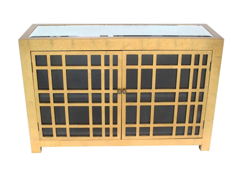 Cabinets Wooden Cabinet - 16" x 48" x 32" Gold, Rustic Lattice, Wood - Cabinet HomeRoots