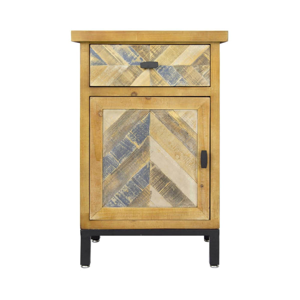 Cabinets Wooden Cabinet - 18'.9" X 15" X 28'.7" Elm with Gray Iron, Wood, MDF 2-Drawer Parquet Accent Cabinet HomeRoots
