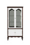 Cabinets Wooden Cabinet - 18" X 39" X 78" Walnut White Wood Curio Cabinet HomeRoots