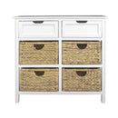 Cabinets Wooden Cabinet - 30" X 13" X 28" White Wood, MDF, Water Hyacinth Water Hyacinth Basket, a Door Accent Cabinet HomeRoots