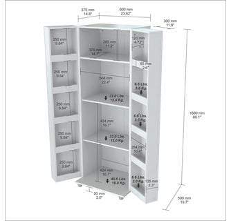 Cabinets Wooden Cabinet - 66.1" White Melamine and Engineered Wood Storage Cabinet HomeRoots