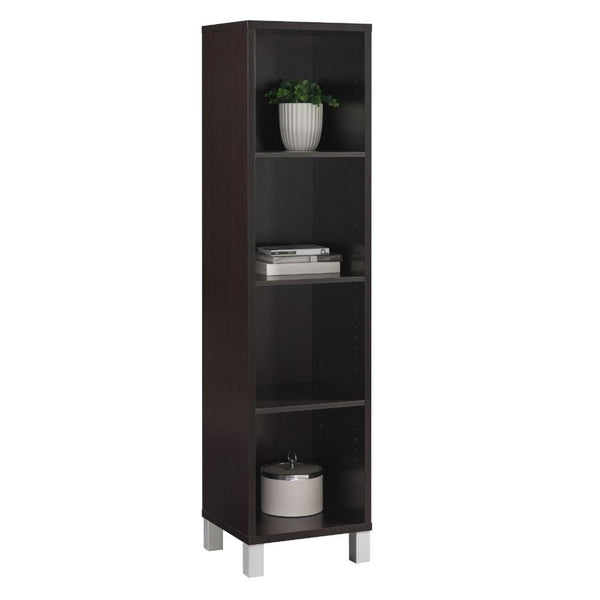 Wooden Cabinet With Four Open Shelves  Coffee Brown